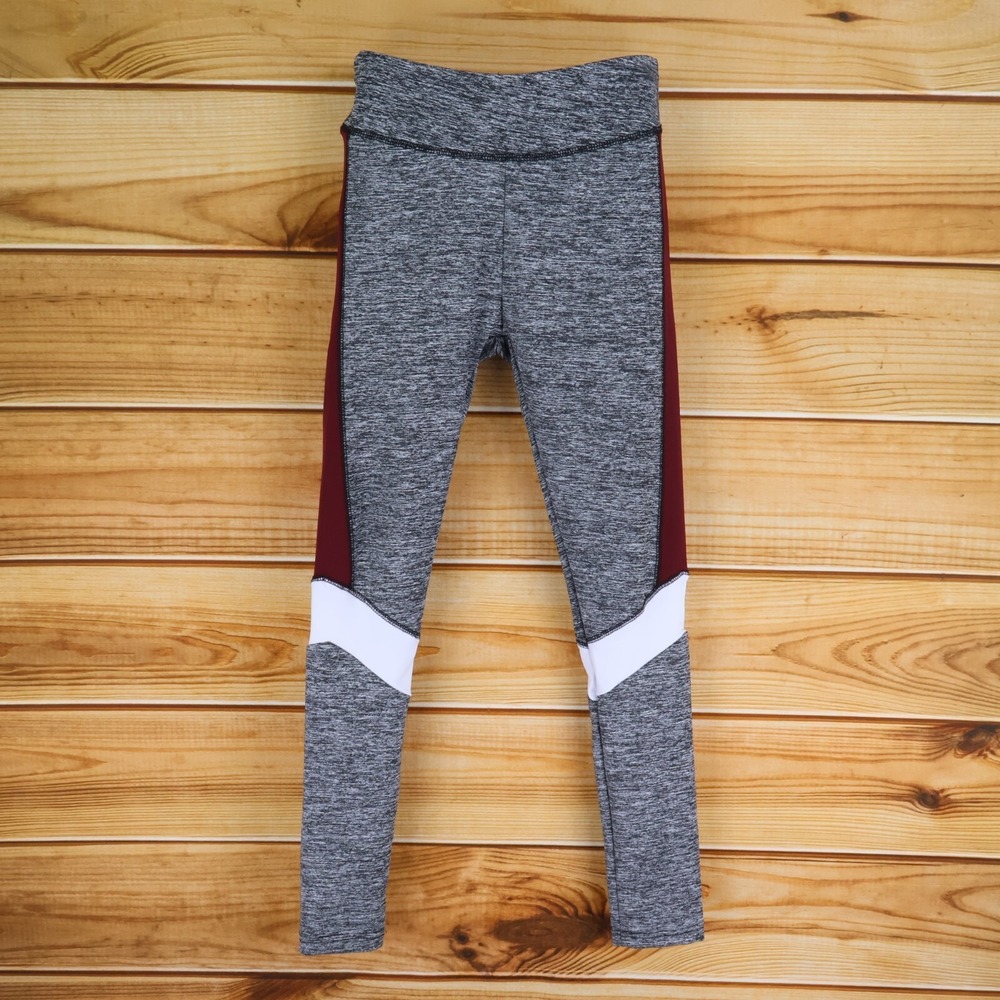 Body Instinct Activewear Leggings‎ Womens Sz S Gray Heathered Colorblock Stretch